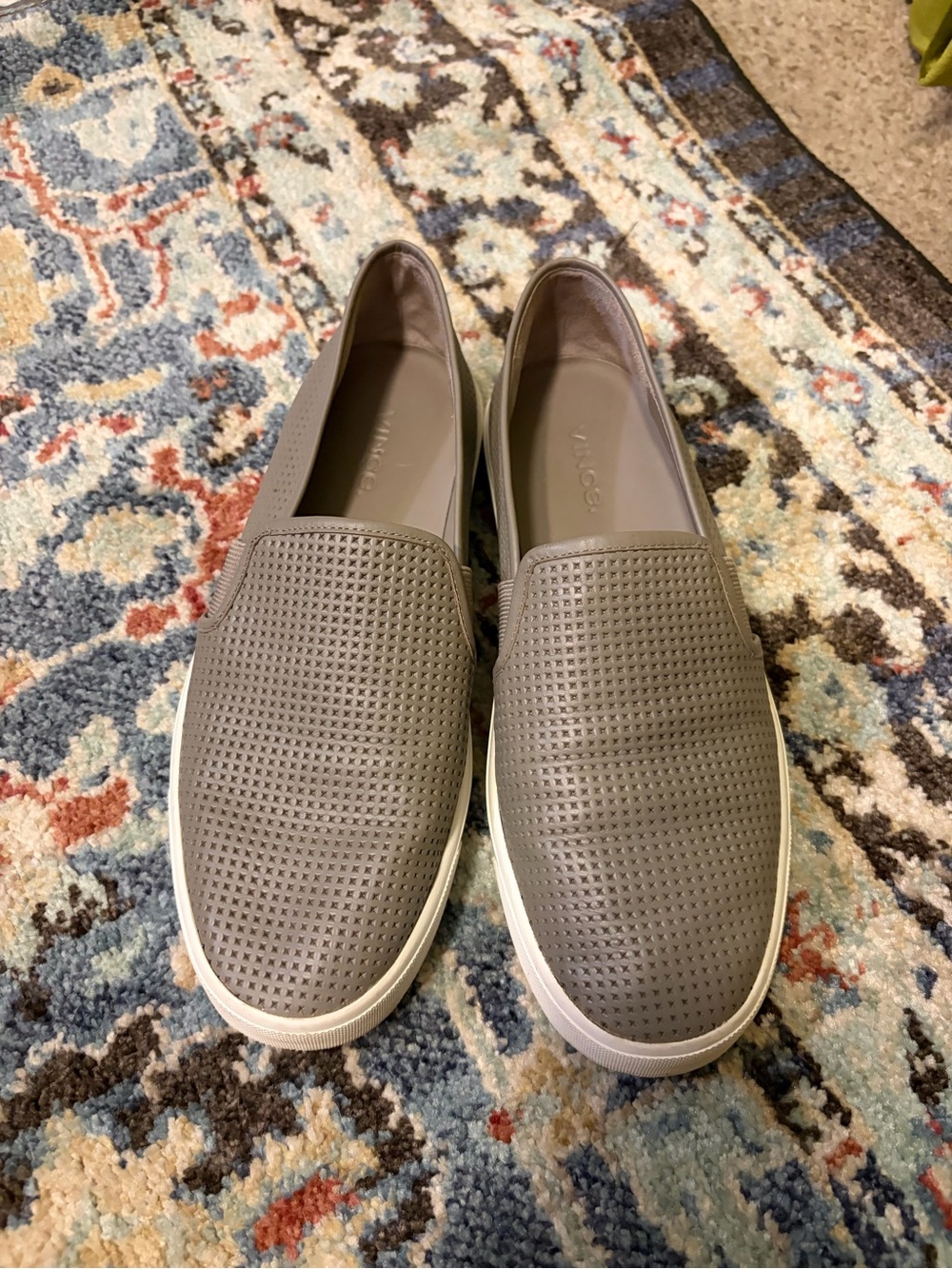 Vince Blair Leather Perforated Slip on Sneaker in Woodsmoke Grey 6.5 $200